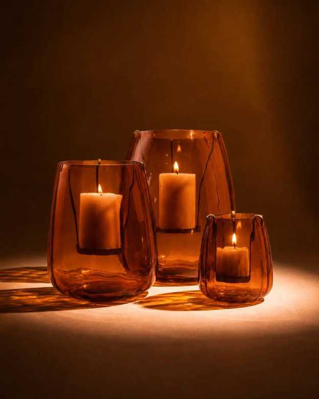 Juju Candle Holders & Vase - Set of Three · Sunset Orange